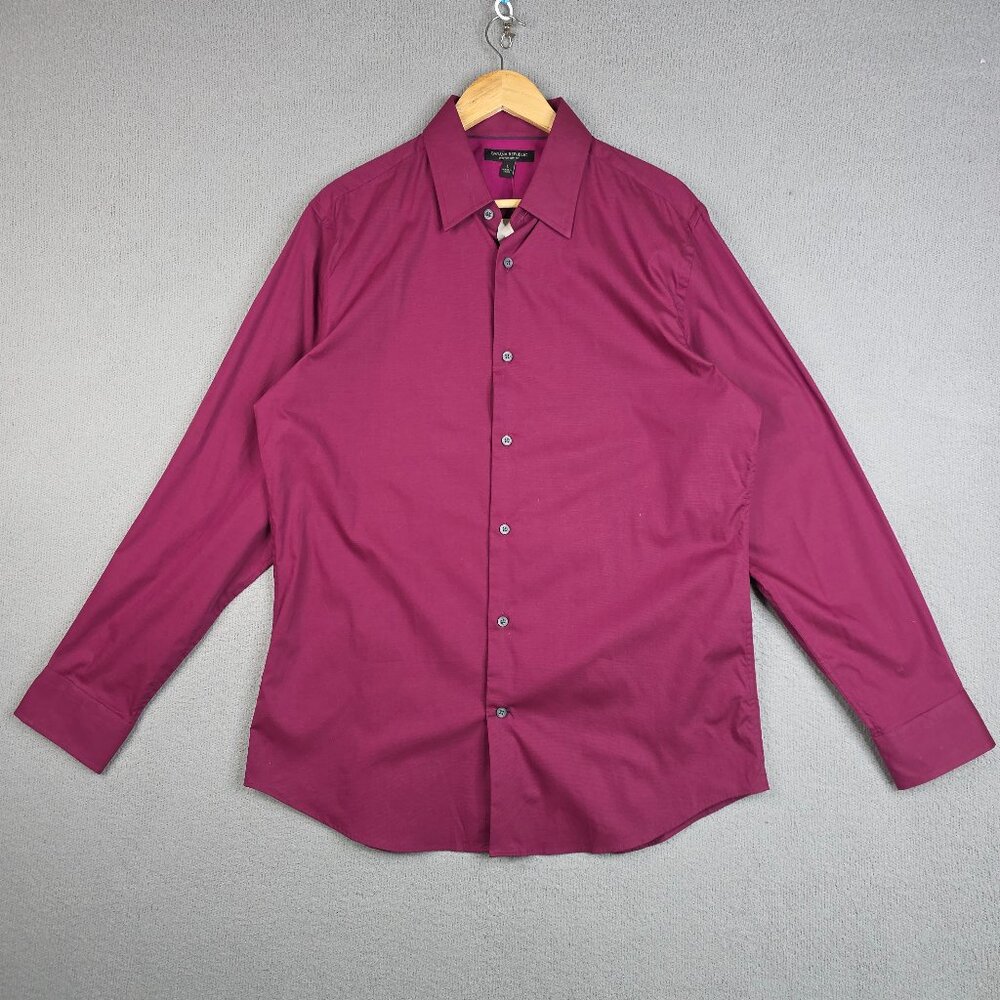 Banana Republic Shirt Mens‎ Size Large Burgundy Stretch Slim Fit Button Down NWT